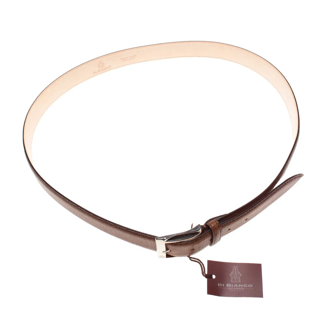 Di Bianco NWT Cut to Size Dress Belt In Solid Brown Pebbled Leather One Size